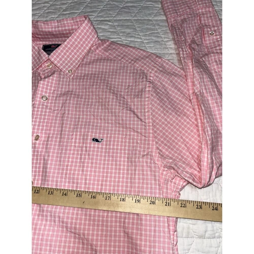 VINEYARD VINES MENS SHIRT L SLIM "TUCKER" PINK WHITE GINGHAM CHECK - Picture 2 of 5